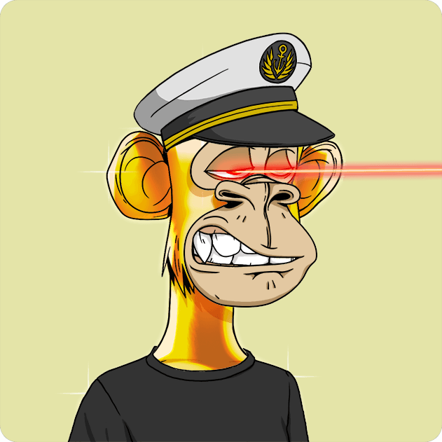 Bored Ape 3749, solid gold with laser eyes